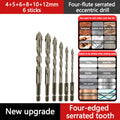 shoptikpro 五金、工具>工具耗材>钻头>地钻钻头 4+5+6+8+10+12mm Juego de Brocas Excéntricas de Alta Resistencia, 4 Filos, para Perforación Precisa en Mampostería y Hormigón (Set de 6 Piezas)