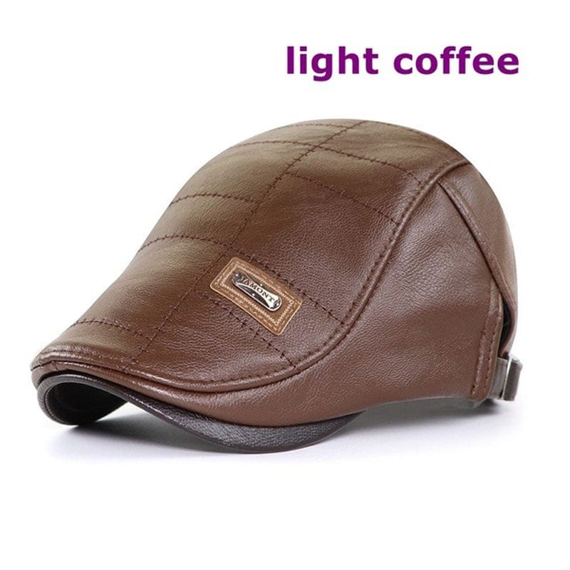 shoptikpro 服饰配件、饰品>帽子/头巾>成人帽 Color café claro Gorra boina retro de negocios para hombre