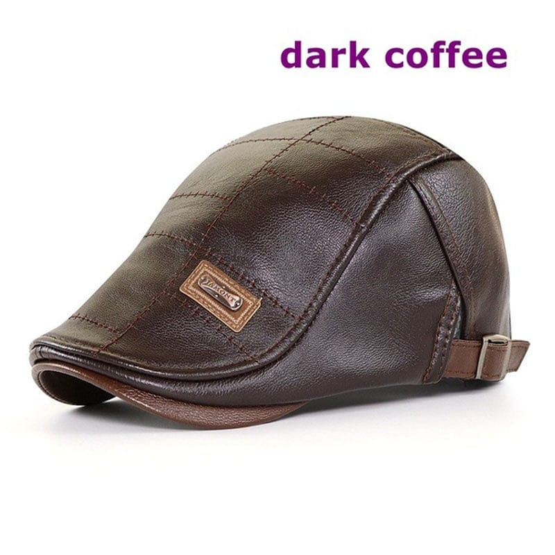 shoptikpro 服饰配件、饰品>帽子/头巾>成人帽 Color café oscuro Gorra boina retro de negocios para hombre