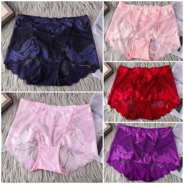 shoptikpro 内衣>内裤>女士三角裤 Combinación 1 / M(40-50KG） Pack de 5 Pantis de Encaje Floral para Mujer - Diseño Elegante y Sin Costuras Estilo Boyshort
