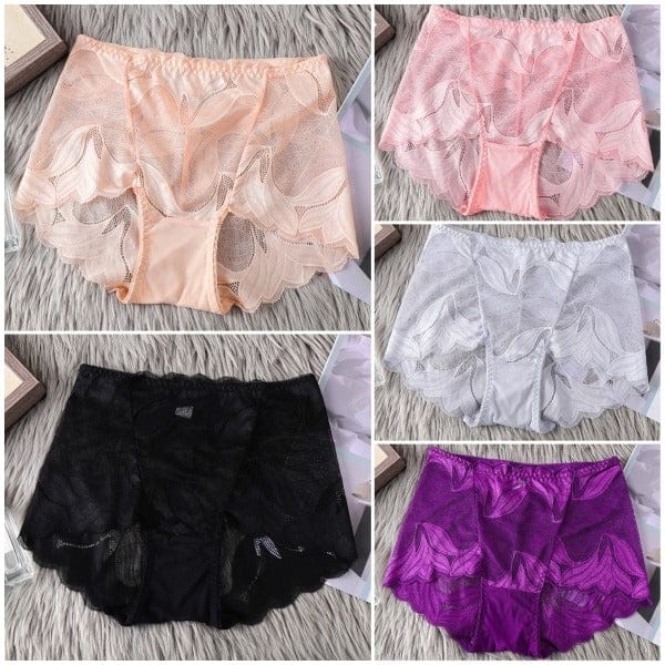 shoptikpro 内衣>内裤>女士三角裤 Combinación 2 / M(40-50KG） Pack de 5 Pantis de Encaje Floral para Mujer - Diseño Elegante y Sin Costuras Estilo Boyshort