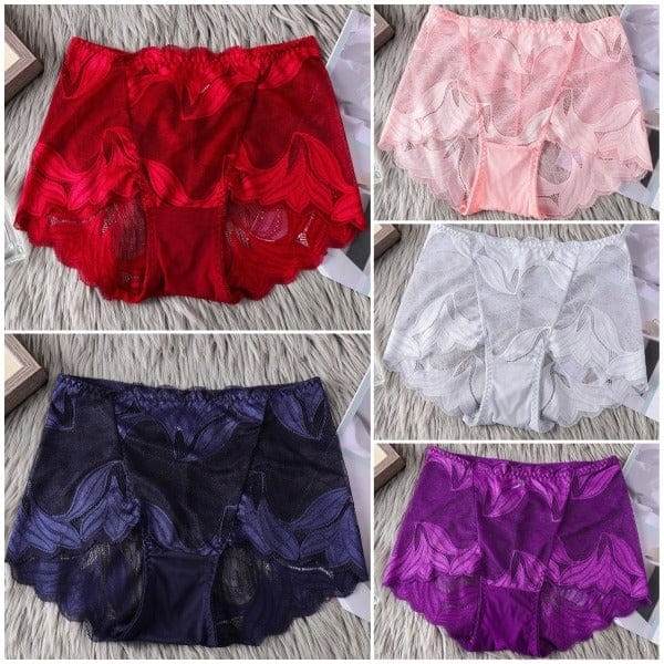 shoptikpro 内衣>内裤>女士三角裤 Combinación 3 / M(40-50KG） Pack de 5 Pantis de Encaje Floral para Mujer - Diseño Elegante y Sin Costuras Estilo Boyshort