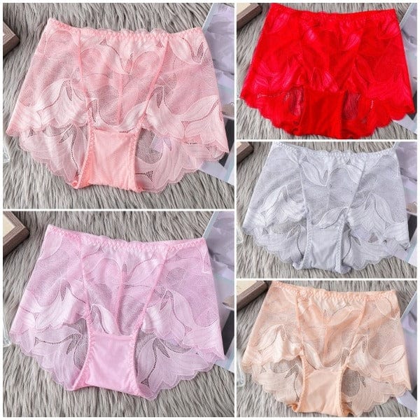 shoptikpro 内衣>内裤>女士三角裤 Combinación 4 / M(40-50KG） Pack de 5 Pantis de Encaje Floral para Mujer - Diseño Elegante y Sin Costuras Estilo Boyshort
