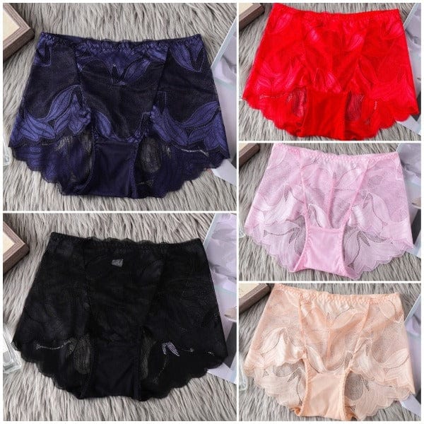 shoptikpro 内衣>内裤>女士三角裤 Combinación 5 / M(40-50KG） Pack de 5 Pantis de Encaje Floral para Mujer - Diseño Elegante y Sin Costuras Estilo Boyshort