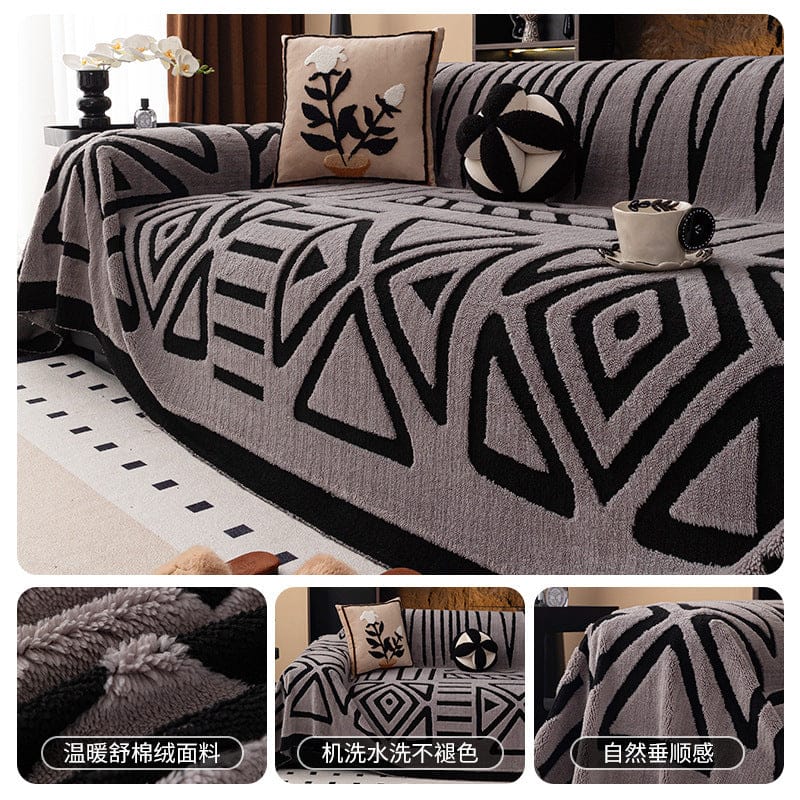 shoptikpro 家纺家饰>居家布艺>沙发垫/沙发套/沙发巾 Gris claro funda de sofá suave y antideslizante de felpa【180*130cm】【180*150cm】