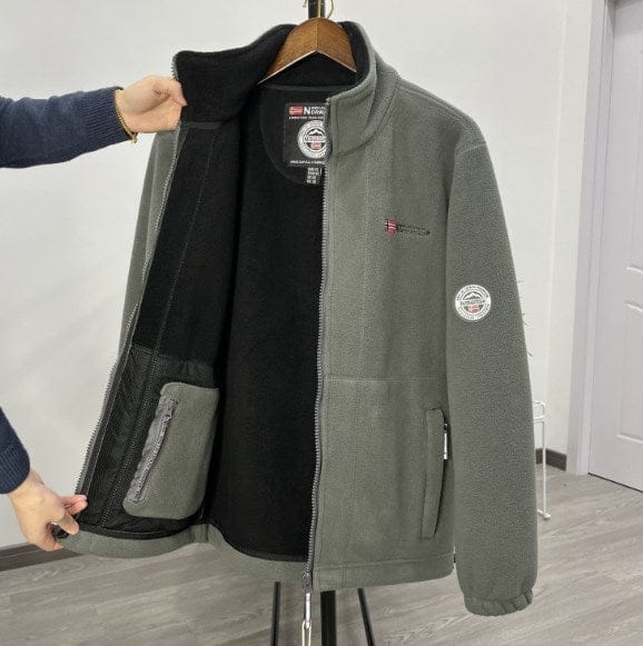shoptikpro 男装>男式夹克 Gris / XS Chaqueta gruesa de lana, tallas grandes, cómoda y cálida para otoño e invierno 【40% de descuento】