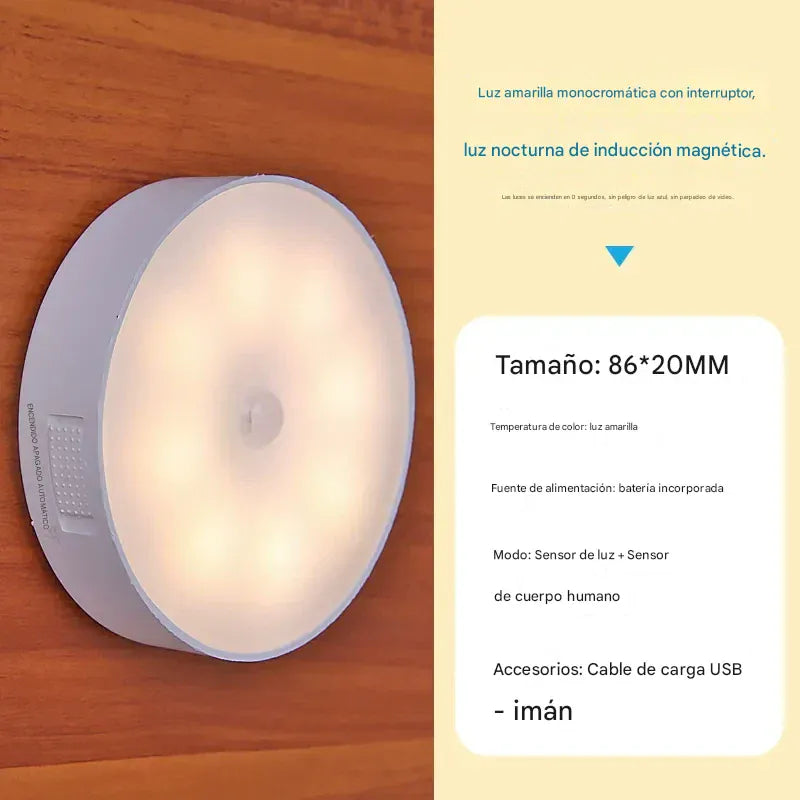 shoptikpro 灯饰照明>台灯夜灯>小夜灯 Luz LED con Sensor de Movimiento Recargable (Pack 4 Unidades) - Instalación Magnética Fácil