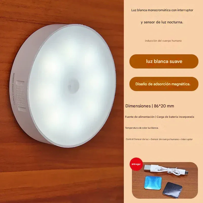 shoptikpro 灯饰照明>台灯夜灯>小夜灯 Luz LED con Sensor de Movimiento Recargable (Pack 4 Unidades) - Instalación Magnética Fácil