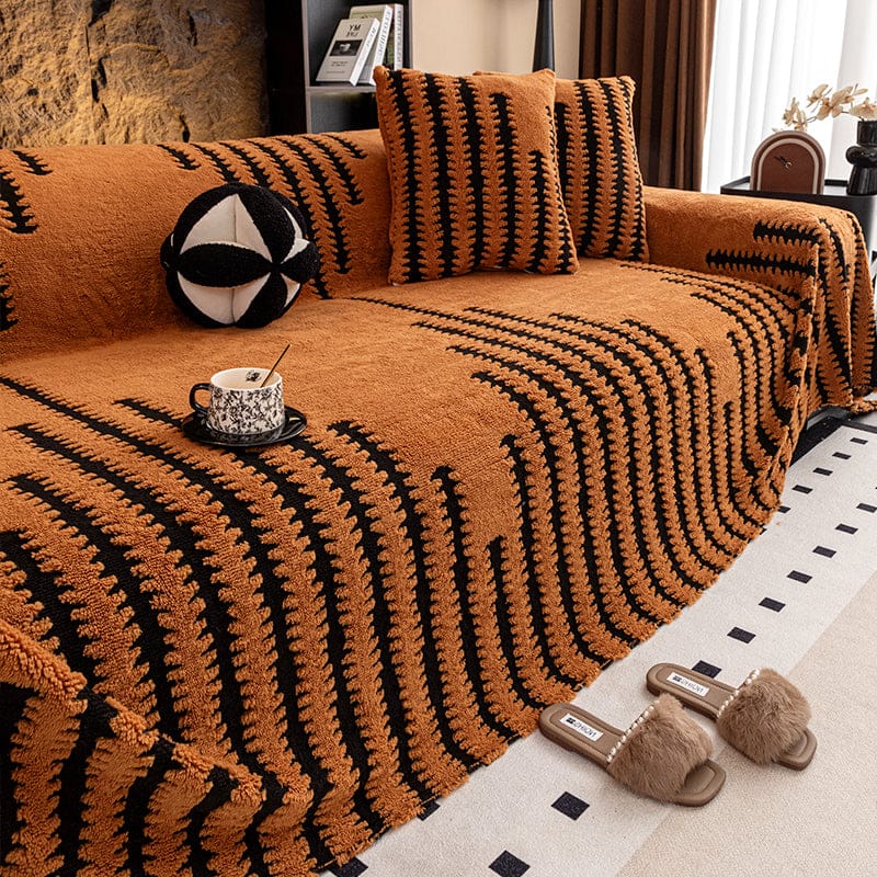 shoptikpro 家纺家饰>居家布艺>沙发垫/沙发套/沙发巾 Naranja funda de sofá suave y antideslizante de felpa【180*130cm】【180*150cm】