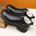 shoptikpro Negro / 39 Zapatos de invierno para hombre con forro cálido y suela gruesa de cuero 【39-44】