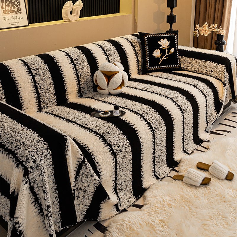 shoptikpro 家纺家饰>居家布艺>沙发垫/沙发套/沙发巾 Negro funda de sofá suave y antideslizante de felpa【180*130cm】【180*150cm】