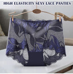 shoptikpro 内衣>内裤>女士三角裤 Pack de 5 Pantis de Encaje Floral para Mujer - Diseño Elegante y Sin Costuras Estilo Boyshort