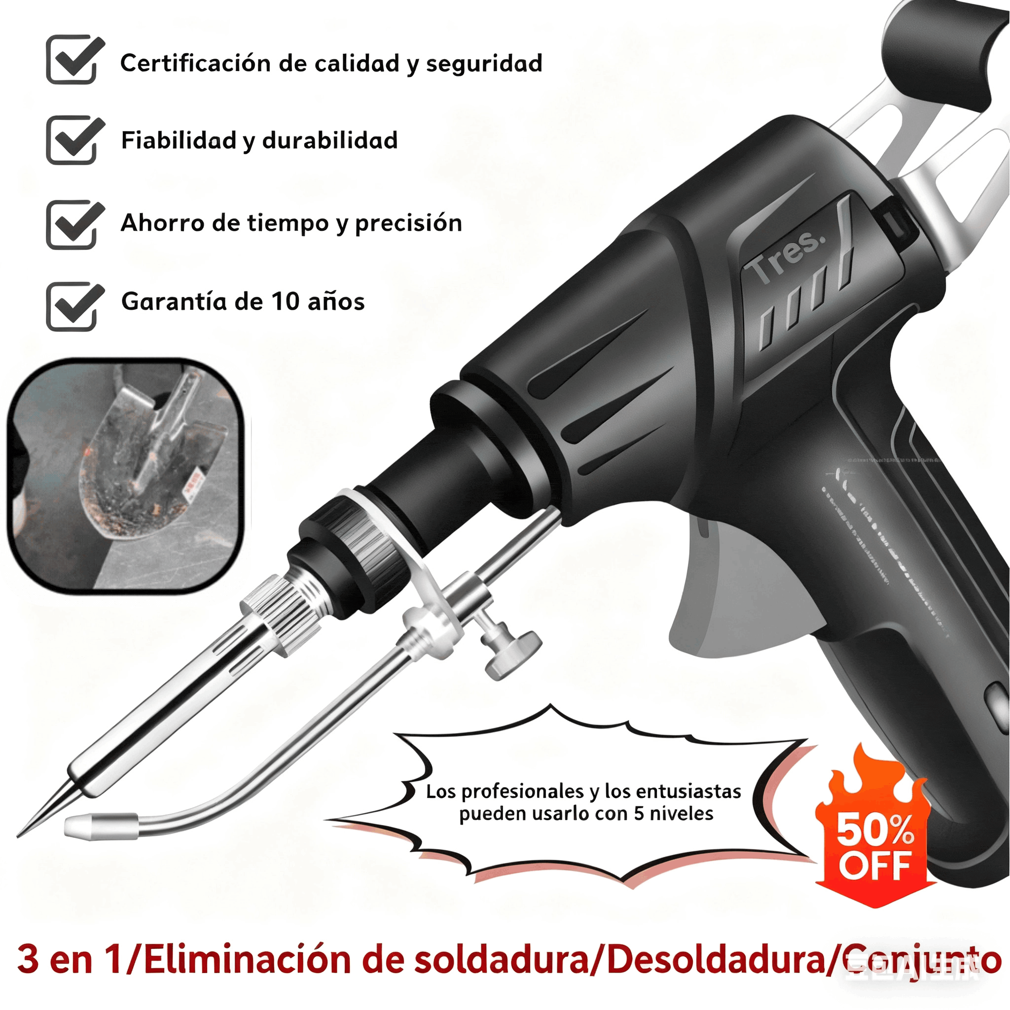 shoptikpro 电工电气>插座>转换插座 Pistola de soldadura de calentamiento interno Pistola de soldadura eléctrica manual, kit de soldadura automático