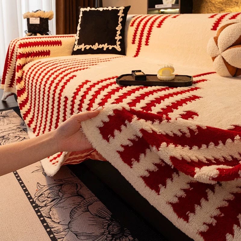 shoptikpro 家纺家饰>居家布艺>沙发垫/沙发套/沙发巾 Rojo funda de sofá suave y antideslizante de felpa【180*130cm】【180*150cm】