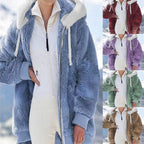 shoptikpro 女装>女式卫衣、绒衫 【S-5XL】Chaqueta para mujer de felpa gruesa con rayas en contraste 2026