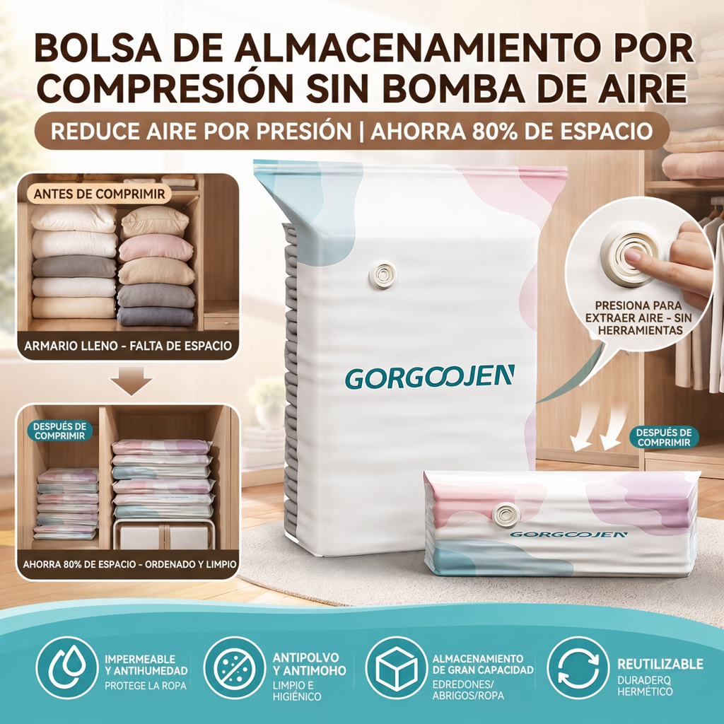 Bolsa al Vacío SIN BOMBA (Pack 5 por 29€) | Presionar y Listo