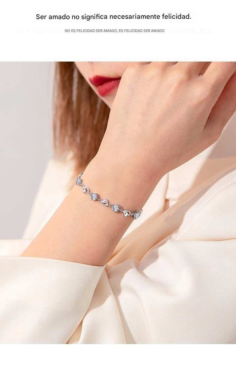 Conjunto de Collar y Pulsera "Corazón del Océano" en Plata de Ley 925【Paquete de 2】