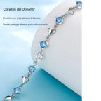Conjunto de Collar y Pulsera "Corazón del Océano" en Plata de Ley 925【Paquete de 2】