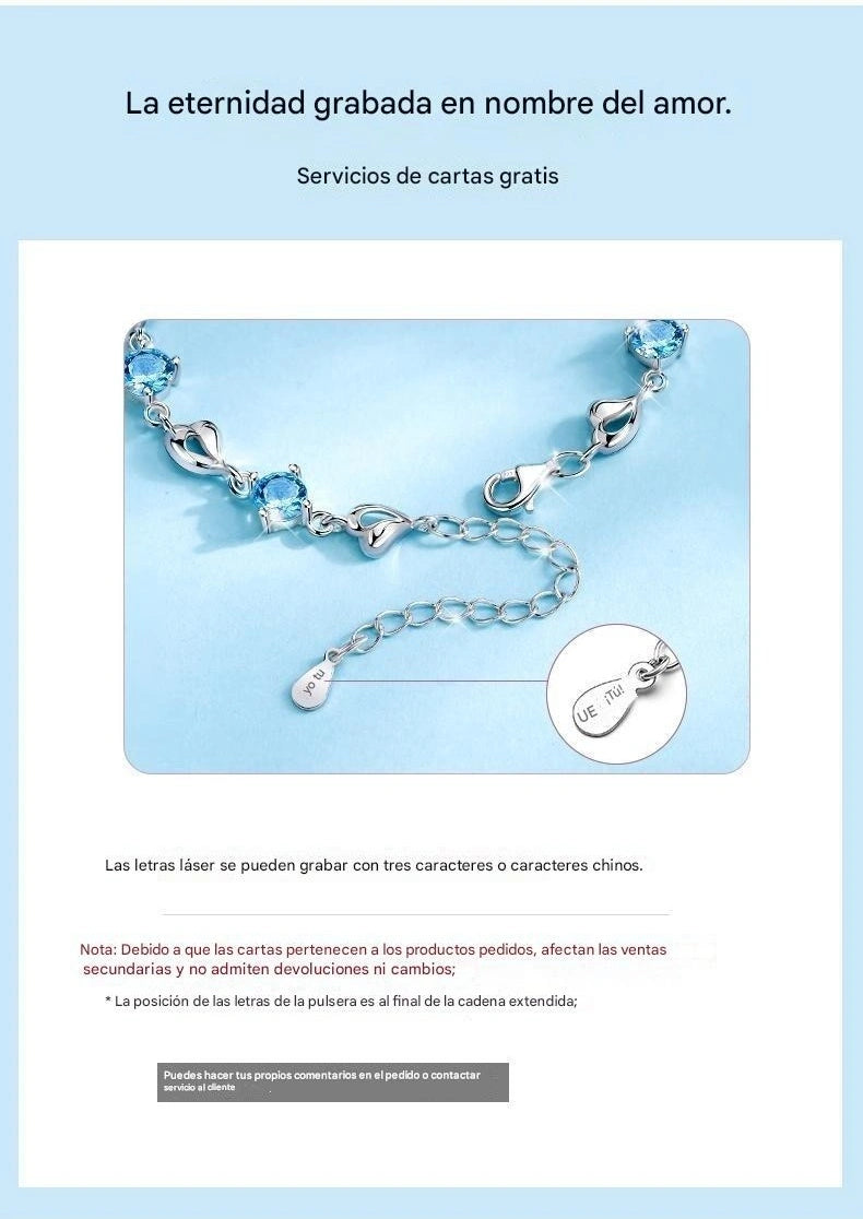 Conjunto de Collar y Pulsera "Corazón del Océano" en Plata de Ley 925【Paquete de 2】