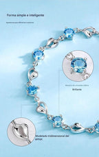 Conjunto de Collar y Pulsera "Corazón del Océano" en Plata de Ley 925【Paquete de 2】