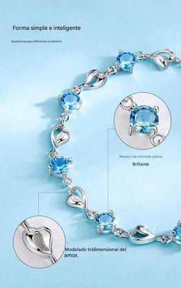 Conjunto de Collar y Pulsera "Corazón del Océano" en Plata de Ley 925【Paquete de 2】