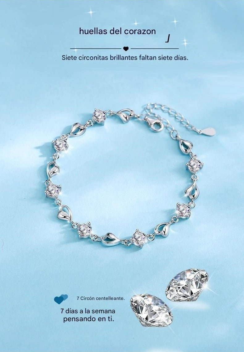 Conjunto de Collar y Pulsera "Corazón del Océano" en Plata de Ley 925【Paquete de 2】