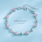 Conjunto de Collar y Pulsera "Corazón del Océano" en Plata de Ley 925【Paquete de 2】