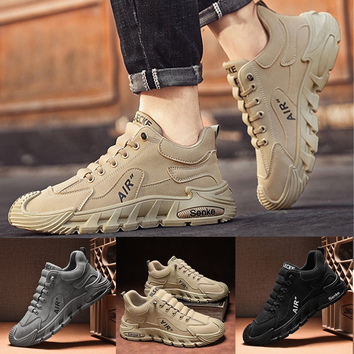 shoptikpro Zapatos casuales de hombre impermeables y transpirables – cómodos con suela suave, tallas 39-44