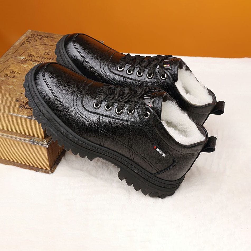 shoptikpro Zapatos de invierno para hombre con forro cálido y suela gruesa de cuero 【39-44】