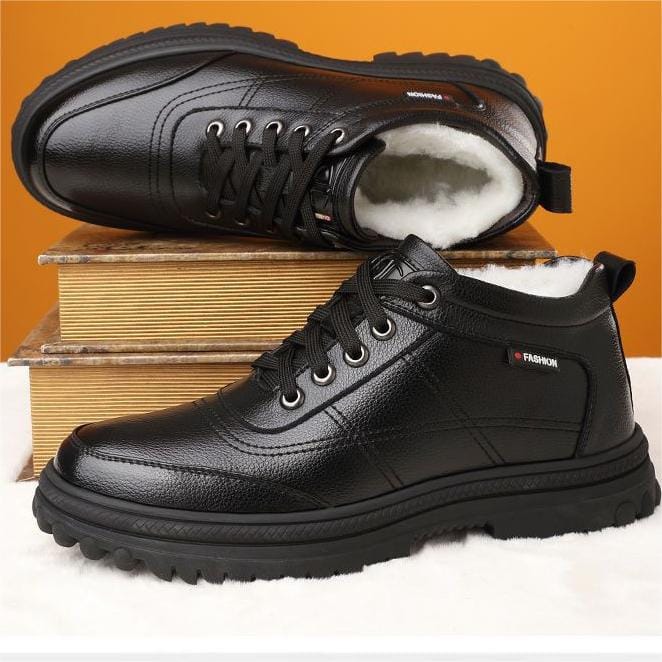 shoptikpro Zapatos de invierno para hombre con forro cálido y suela gruesa de cuero 【39-44】