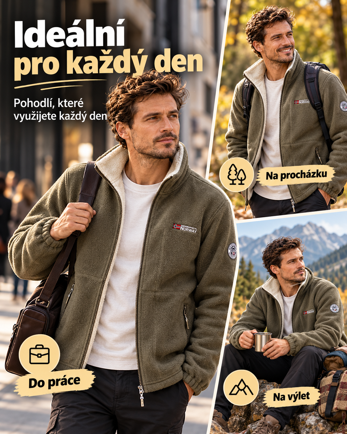 Pánská fleecová bunda s vysokým límcem – teplá zimní bunda pro každý den